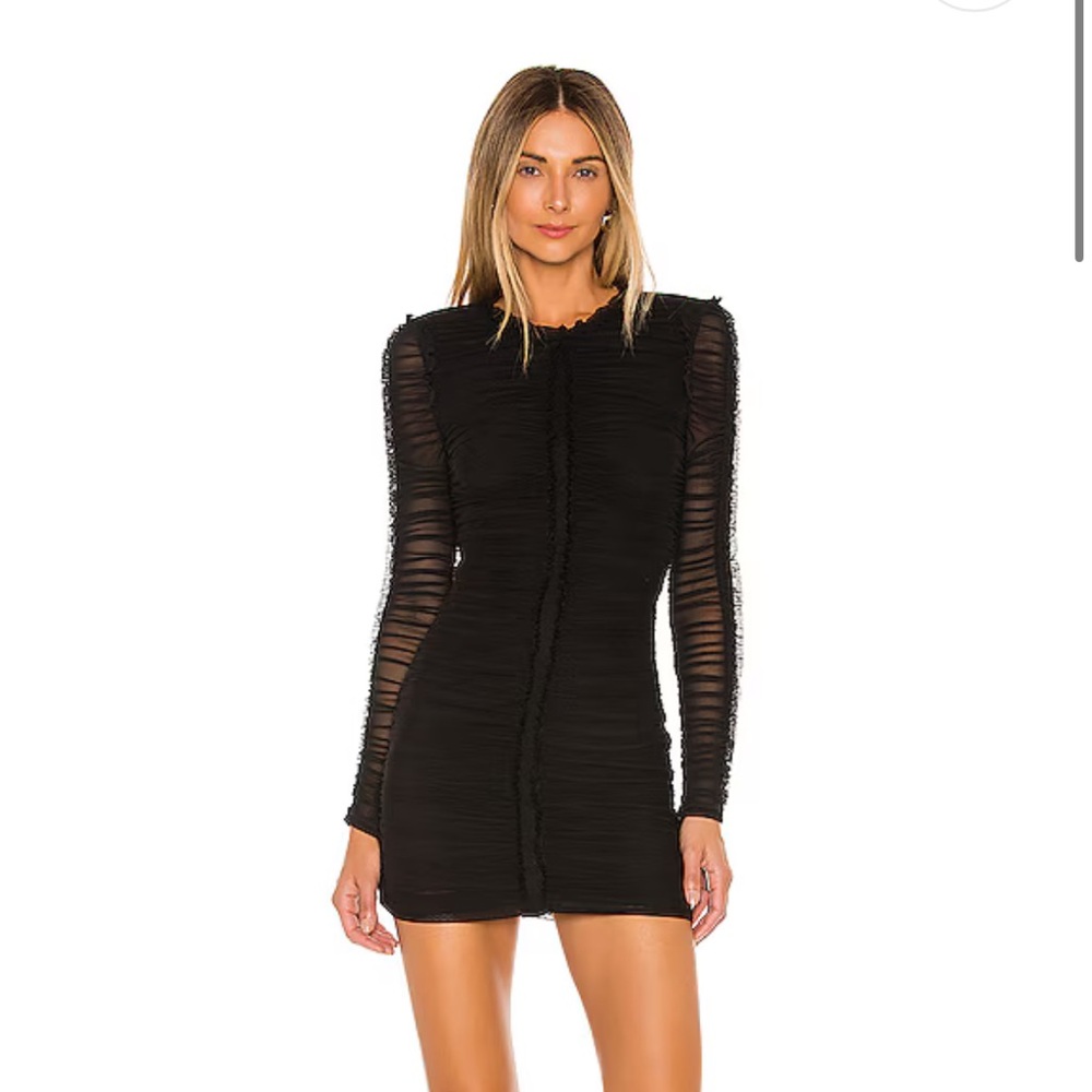 Las Olas Long Sleeve Mini Dress in Black